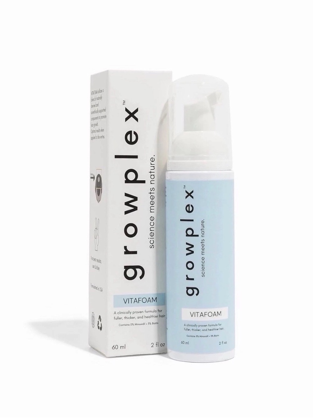 GROWPLEX Vitafoam 5% Minoxidil Foam for Hair Regrowth - 2 fl oz *NEW SEALED*
